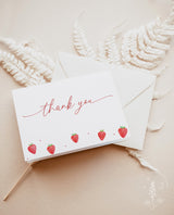 Strawberry Thank You Card Template Girl Baby Shower Thank You Berry First Birthday Thank You Card Berry Sweet Baby Shower Thank You Card B7