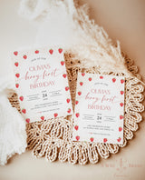 Strawberry 1st Birthday Invitation Template Girl Birthday Party Berry First Birthday Invite Editable Template Printable Invite Evite | B7