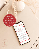 Strawberry Baby Shower Text Invite Girl Baby Shower Berry Sweet Baby on the Way Invite Strawberry Summer Baby Shower Editable Template | B7