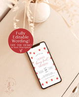 Strawberry 1st Birthday Text Invite Template Girl Birthday Party Berry First Birthday Invite Editable Template Printable Invite Evite | B7