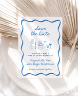 Save the Date Template | Wavy Hand Drawn Save the Date | Retro Save the Date | Modern Colorful Save the Date Cards | Editable Template, H1
