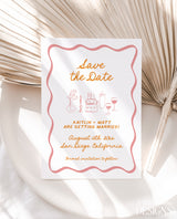Save the Date Template | Wavy Hand Drawn Save the Date | Retro Save the Date | Modern Colorful Save the Date Cards | Editable Template, H1