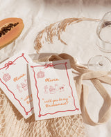 Bridesmaid Proposal Card Template | Will You Be My Bridesmaid | Bridesmaid Card | Wavy Border | Modern Retro | Ribbon Bridesmaid Proposal H1