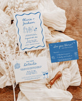 Wedding Invitation Template | Hand Drawn Illustrations | Funky Wedding Invite | Colorful Wedding Invite | Wavy Border | Editable Template H1