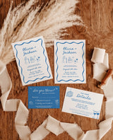 Wedding Invitation Template | Hand Drawn Illustrations | Funky Wedding Invite | Colorful Wedding Invite | Wavy Border | Editable Template H1