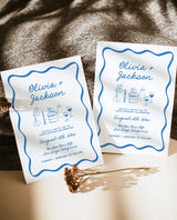 Wedding Invitation Template | Wavy Border Invite | Colorful Wedding Invite | Funky Whimsical Wedding Invitation | Hand Drawn Illustration H1