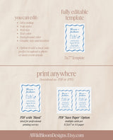 Wedding Invitation Template | Wavy Border Invite | Colorful Wedding Invite | Funky Whimsical Wedding Invitation | Hand Drawn Illustration H1