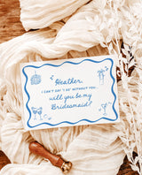 Bridesmaid Proposal Card Template | Will You Be My Bridesmaid | Colorful Bridesmaid Proposal | Wavy Border | Retro Proposal Cards H1