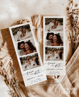 Photo Strip Save the Date | Photo Booth Save the Date | Minimalist Save the Date Template | Photo Save the Date Card | Editable Template, M9