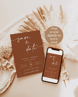 Terracotta Save the Date Template | Minimalist Save the Date Invite | Modern Save the Date | Boho Save the Date Cards | Editable Template M5