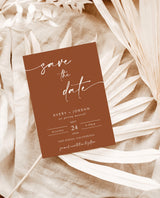 Terracotta Save the Date Template | Minimalist Save the Date Invite | Modern Save the Date | Boho Save the Date Cards | Editable Template M5