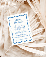 Save the Date Template | Wavy Hand Drawn Save the Date | Retro Save the Date | Modern Colorful Save the Date Cards | Editable Template, H1