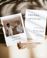 Minimalist Wedding Invitation Template | Modern Wedding Invite | Boho Wedding Invitation | Photo Wedding Invitation | Editable Template M9