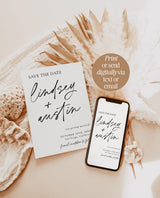 Minimalist Save the Date Template | Simple Save the Date Invite | Handwritten Hand Drawn | Boho Save the Date Cards | Editable Template | M0