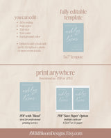 Blue Save the Dates | Modern Minimalist Wedding Save the Date | Dusty Blue Save the Dates | Hand Drawn Handwritten | Editable Template M0