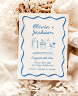 Wedding Invitation Template | Wavy Border Invite | Colorful Wedding Invite | Funky Whimsical Wedding Invitation | Hand Drawn Illustration H1