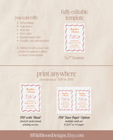 Handwritten Wedding Invite Template | Wavy Border Invite | Colorful Wedding Invite | Funky Whimsical Wedding | Illustration Invite H1