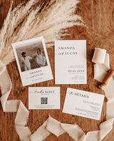 Minimalist Wedding Invitation Template | Modern Wedding Invite | Boho Wedding Invitation | Photo Wedding Invitation | Editable Template M9