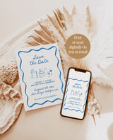 Save the Date Template | Wavy Hand Drawn Save the Date | Colorful Retro Save the Date | Photo Save the Dates | Editable Template, H1