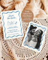 Save the Date Template | Wavy Hand Drawn Save the Date | Colorful Retro Save the Date | Photo Save the Dates | Editable Template, H1