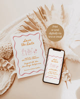 Save the Date Template | Wavy Hand Drawn Save the Date | Colorful Retro Save the Date | Photo Save the Dates | Editable Template, H1