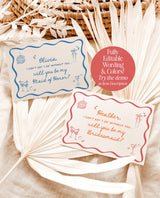 Bridesmaid Proposal Card Template | Will You Be My Bridesmaid | Colorful Bridesmaid Proposal | Wavy Border | Retro Proposal Cards H1