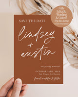 Minimalist Save the Date Template | Simple Save the Date Invite | Handwritten Hand Drawn | Boho Save the Date Cards | Editable Template | M0