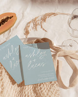 Blue Save the Dates | Modern Minimalist Wedding Save the Date | Dusty Blue Save the Dates | Hand Drawn Handwritten | Editable Template M0