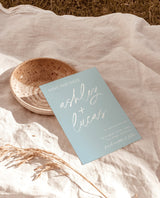 Blue Save the Dates | Modern Minimalist Wedding Save the Date | Dusty Blue Save the Dates | Hand Drawn Handwritten | Editable Template M0