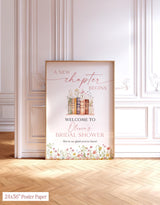 A New Chapter Bridal Shower Welcome Poster | Floral Storybook Handwritten Spring - alternate view