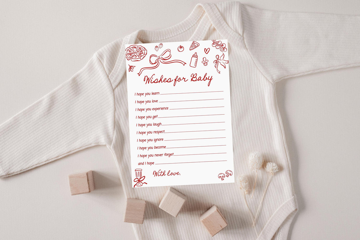 Wishes for Baby Card Baby Shower Card | Pizza Baby Shower | Special Delivery