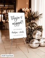 They're Engaged Party Sign | Modern Minimalist Theme