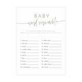 Baby Word Scramble Game | Sage Green Baby Shower Game Card 5x7 BM1