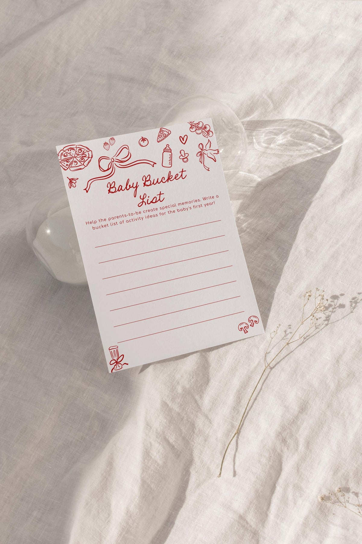 Baby Bucket List Card | Red Bow Shower Boho