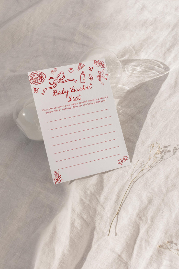 Baby Bucket List Card | Red Bow Shower Boho