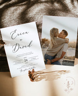 Minimalist Wedding Invitation with Envelopes | Modern Photo Wedding Invite 5x7