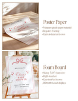 Coquette Bow Baby Shower Welcome Sign | Striped Heart Theme