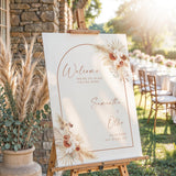 Boho Arch Wedding Welcome Sign | Pampas Grass Terracotta Wedding Poster