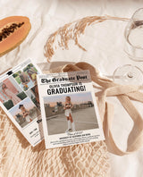 Newspaper Graduation Party Invitation with Envelopes | Personalized Photo Modern Grad