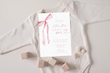 First Birthday Invitation Turning One | Pink Bow