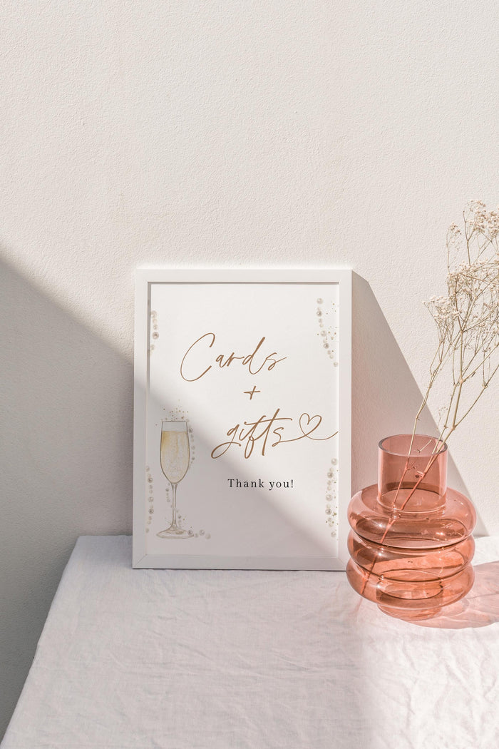 Cards and Gifts Bridal Shower Sign | Pearls and Prosecco