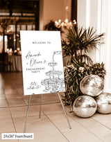 Champagne Tower Engagement Party Welcome Sign | Minimalist Modern Theme