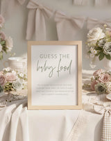 Guess the Baby Food Sign | Boho Sage Neutral Baby Shower Game Sign 8x10 BM1