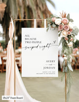 Wedding Welcome Sign | Minimalist All Because Two Swiped Right | Dating App