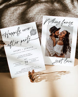 Nothing Fancy Just Love Elopement Announcement with Envelopes | Happily Ever After Party Invite 5x7