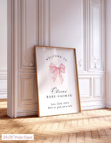 Pink Bow Baby Shower Welcome Sign | Coquette
