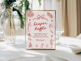 Diaper Raffle Sign 8x10 | Red Bow Baby Shower