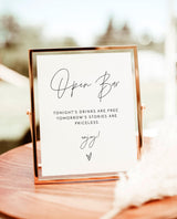 Open Bar Sign | Minimalist Wedding Modern Funny