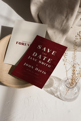 Burgundy and Cream Save the Date | Elegant 5x7 Envelopes