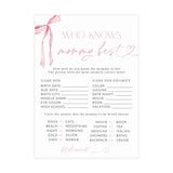 Who Knows Mommy Best Baby Shower Game | Pink Bow